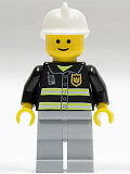 LEGO cty0035 Fire - Reflective Stripes, Light Bluish Gray Legs, White Fire Helmet, Standard Grin