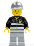LEGO cty0036 Fire - Reflective Stripes, Light Bluish Gray Legs, Silver Fire Helmet, Standard Grin