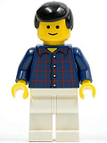 LEGO cty0037 Plaid Button Shirt, White Legs, Black Male Hair, Standard Grin