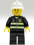 LEGO cty0093 Fire - Reflective Stripes, Black Legs, White Fire Helmet, Smirk and Stubble Beard