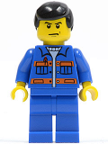 LEGO cty0139 Blue Jacket with Pockets and Orange Stripes, Blue Legs, Black Male Hair