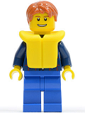 LEGO cty0232 Plaid Button Shirt, Blue Legs, Dark Orange Short Tousled Hair, Life Jacket