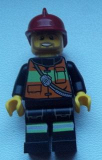 LEGO cty0369 Fire - Reflective Stripes with Pockets and Shoulder Strap, Dark Red Fire Helmet, Beard Light Brown Angular