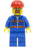 LEGO cty0471 Blue Jacket with Pockets and Orange Stripes, Blue Legs, Red Construction Helmet, Safety Goggles