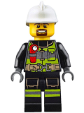 LEGO cty0635 Fire - Reflective Stripes with Utility Belt and Flashlight, White Fire Helmet, Brown Moustache and Goatee
