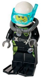 LEGO cty0639 Fire - Scuba Diver, Black Flippers, Dark Bluish Gray Scuba Tank, White Helmet, Trans-Light Blue Scuba Mask
