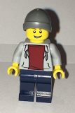LEGO cty0654 Light Bluish Gray Hoodie with Dark Red Shirt, Dark Bluish Gray Beanie, Dark Blue Legs