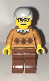 LEGO cty0659 Grandfather - Medium Dark Flesh Argyle Sweater, Light Bluish Gray Hair