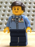 LEGO cty0672 Medium Blue Uniform Shirt with Pocket and Octan Logo, Dark Blue Legs, Dark Brown Smooth Hair