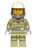 LEGO cty0682 Volcano Explorer - Male Worker, Suit with Harness, Construction Helmet, Breathing Neck Gear with Yellow Airtanks, Trans-Black Visor, Sweat Drops
