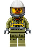 LEGO cty0685 Volcano Explorer - Male Worker, Suit with Harness, Construction Helmet, Breathing Neck Gear with Yellow Airtanks, Trans-Black Visor, Goatee