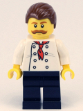 LEGO cty0711 Pizza Van Chef, Black Legs, Reddish Brown Moustache