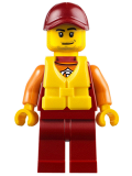 LEGO cty0810 Coast Guard City - Lifeguard, Dark Red Cap with Smirk and Life Jacket