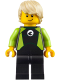 LEGO cty0811 Coast Guard City - Surfer in Black and Lime Wetsuit, Tan Wavy Hair