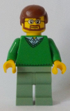 LEGO cty0893 Green V-Neck Sweater, Sand Green Legs, Reddish Brown Hair, Beard