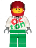 LEGO cty0922 Race Car Driver, White Octan Race Suit with Silver Zipper, Red Helmet with Trans-Black Visor, Lopsided Smile