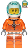 LEGO cty1008 Astronaut - Female, Orange Spacesuit with Dark Bluish Gray Lines, Trans Light Blue Large Visor, Freckles with Smirk and Winking