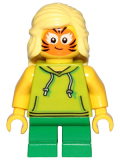 LEGO cty1014 Girl, Lime Hoodie, Green Short Legs, Orange Cat Face Paint