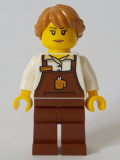 LEGO cty1049 Barista - Female, Reddish Brown Apron with Cup and Name Tag, Medium Dark Flesh Hair