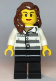 LEGO cty1128 Police - Jail Prisoner 86753 Prison Stripes, Female, Reddish Brown Female Hair over Shoulder