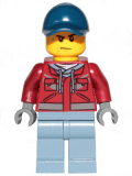 LEGO cty1172 Explorer - Male, Dark Red Hooded Sweatshirt, Dark Blue Cap, Frown, Sweat Drops