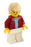 LEGO cty1236 Car Driver - Male, Dark Red Jacket with Light Bluish Gray Shirt, White Legs, Tan Tousled Hair