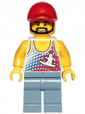 LEGO cty1238 Skater - Tank Top with Surfer Silhouette, Sand Blue Legs, Red Cap, Black Angular Beard