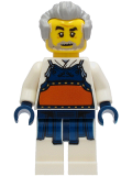 LEGO cty1241 Kendo Instructor - White Robe with Dark Blue and Dark Orange Bogu Armor, Light Bluish Gray Hair