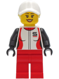 LEGO cty1269 Woman - Red and White Race Jacket, Red Legs, White Cap with Bright Light Yellow Hair