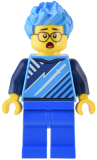 LEGO cty1541 Gaming Tournament Participant - Male, Dark Azure T-Shirt with Sword, Blue Legs, Dark Azure Hair