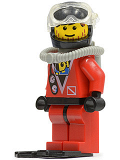 LEGO div016 Divers - Red Diver 2, Red Legs with Black Hips, Black Helmet, Brown Bangs, Stubble
