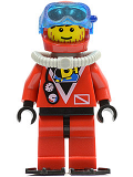 LEGO div017b Divers - Red Diver 1, Red Legs with Black Hips, Red Helmet, Light Gray Scuba Tank, Flippers