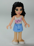 LEGO frnd070 Friends Emma, Bright Light Blue Skirt, White Top with Pink Flowers