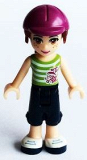 LEGO frnd110 Friends Mia, Dark Blue Cropped Trousers, Lime and White Striped Top, Helmet