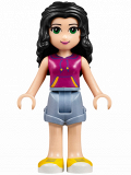 LEGO frnd149 Friends Emma, Sand Blue Shorts, Magenta Top with Yellow and Dark Purple Stripes