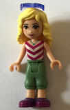 LEGO frnd168 Friends Naya, Sand Green Cropped Trousers, Magenta and White V-Striped Top, Sunglasses