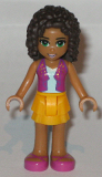 LEGO frnd176 Friends Andrea, Bright Light Orange Layered Skirt, Magenta Vest Top (41134)