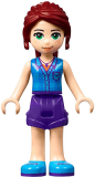 LEGO frnd274 Friends Mia, Dark Purple Shorts, Dark Azure Plaid Shirt, Dark Red Ponytail