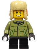 LEGO hol214 Boy - Olive Green Winter Jacket, Black Short Legs, Ushanka Hat