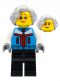 LEGO hol280 Woman, Light Bluish Gray Hair, Dark Azure Coat, Black Legs