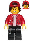 LEGO hs052 Jack Davids - Red Jacket with Backwards Cap (Large Smile with Teeth / Angry)