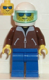 LEGO jbr001 Jacket Brown - Blue Legs, White Helmet, Trans-Light Blue Visor