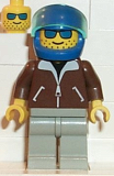 LEGO jbr003 Jacket Brown - Light Gray Legs, Blue Helmet, Trans-Light Blue Visor