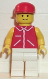 LEGO jred006 Jacket Red with Zipper - Yellow Arms - White Legs, Red Cap