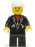 LEGO lea002 Leather Jacket with Zippers - Black Legs, White Cap