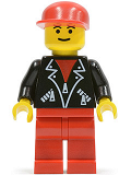 LEGO lea003 Leather Jacket with Zippers - Red Legs, Red Cap, Eyebrows