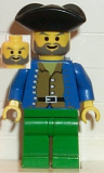 LEGO pi034 Pirate Brown Shirt, Green Legs, Black Pirate Triangle Hat