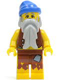 LEGO pi100 Pirate Vest and Anchor Tattoo, Gray Beard, Blue Bandana (Castaway)