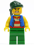 LEGO pi103 Pirate Blue Vest, Green Legs, Dark Green Bandana, Bared Teeth (6253)