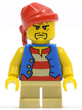 LEGO pi120 Pirate Blue Vest, Tan Short Legs, Red Bandana, Black Beard